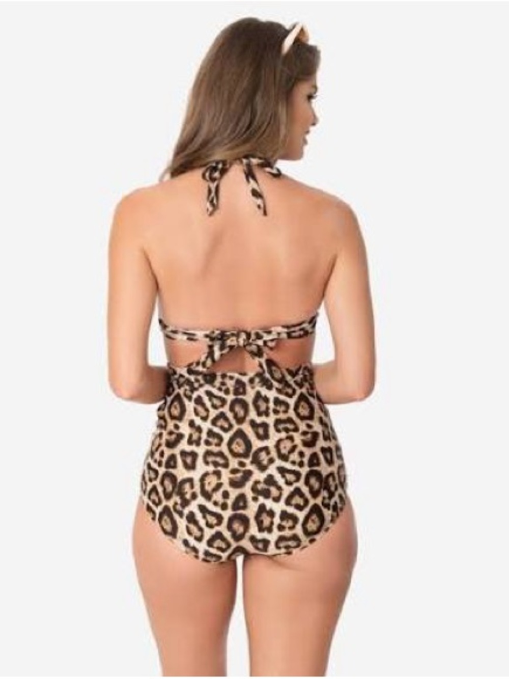 Unique-Vintage Leopard Print Two-Piece Swimsuit size L